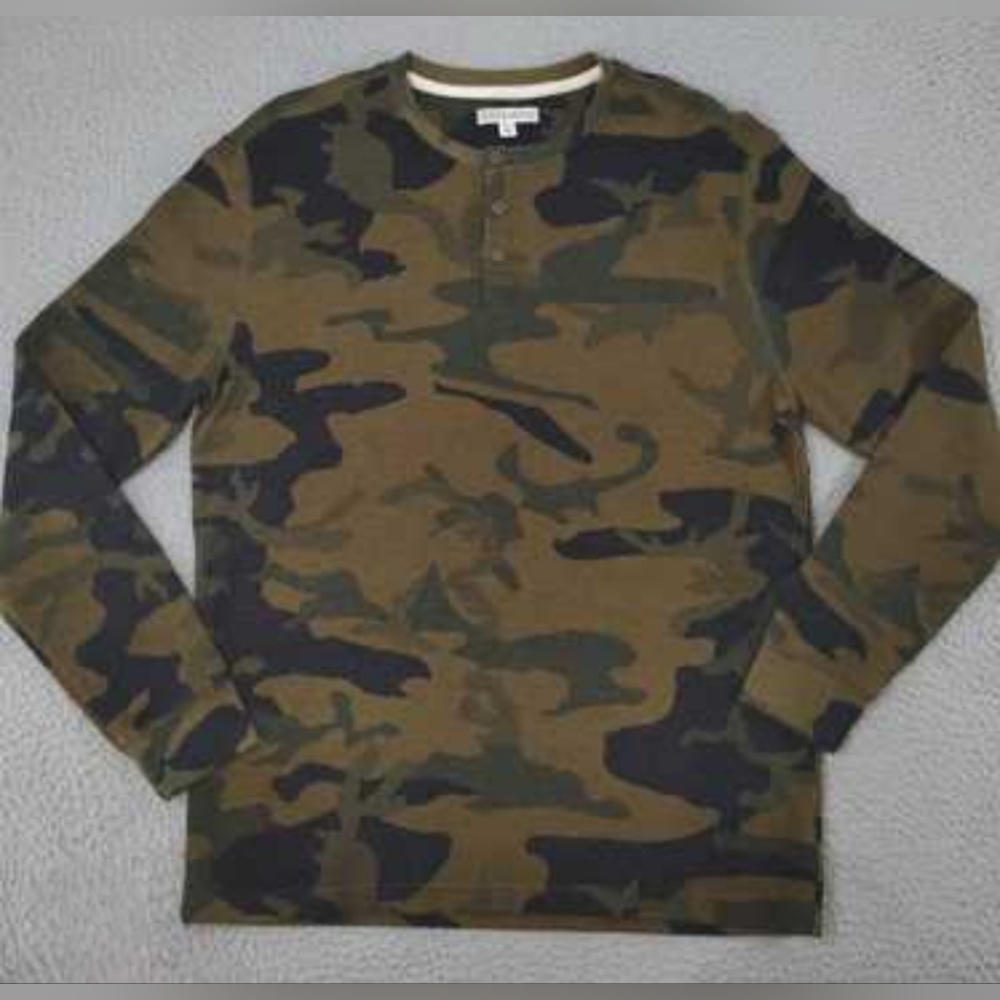 Frye Women's Mens Green and Brown Camouflage Long Sleeve Shirt Size XLARGE NICE!